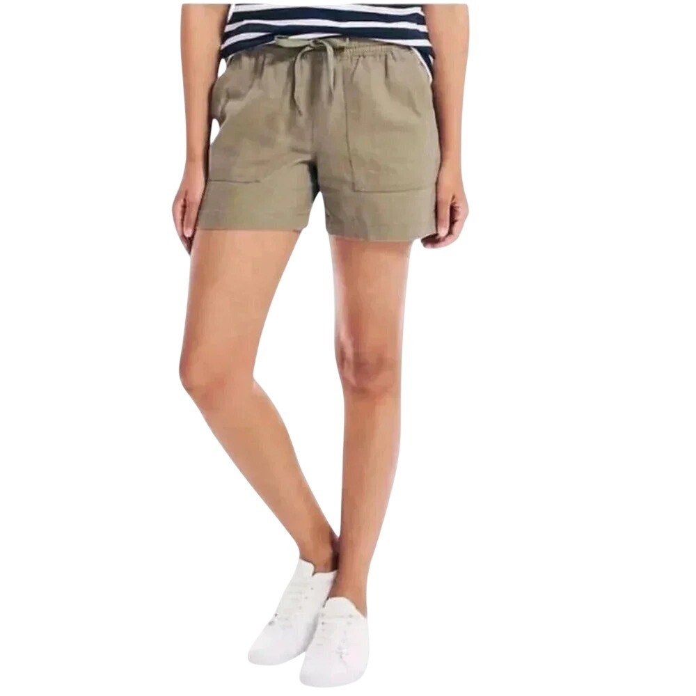 Nautica Womens Green Khaki Shorts Casual Comfort Drawstring‎ Pockets XL